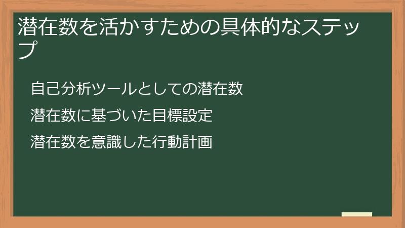 潜在数を活かすための具体的なステップ