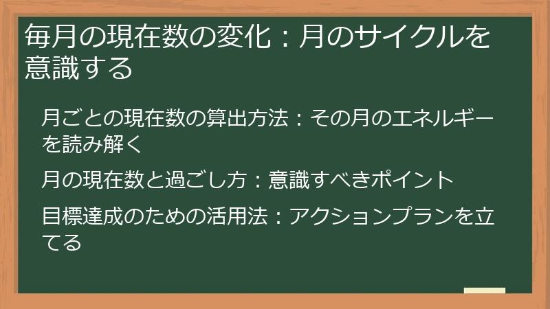 毎月の現在数の変化:月のサイクルを意識する