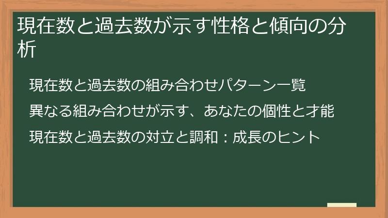 現在数と過去数が示す性格と傾向の分析