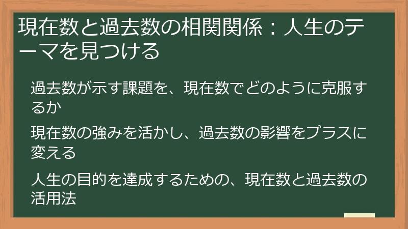現在数と過去数の相関関係：人生のテーマを見つける