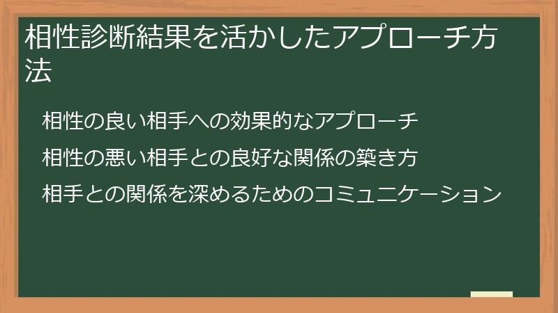 相性診断結果を活かしたアプローチ方法