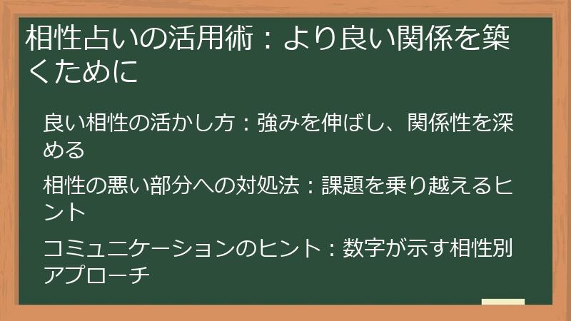 相性占いの活用術:より良い関係を築くために