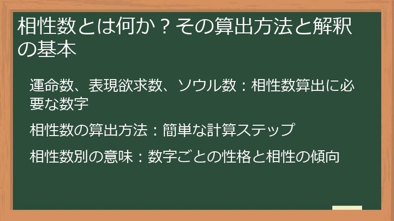 相性数とは何か？その算出方法と解釈の基本