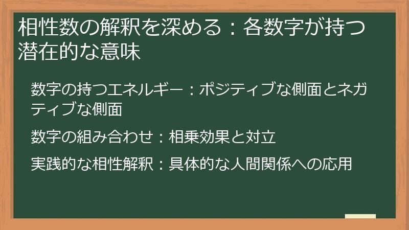 相性数の解釈を深める：各数字が持つ潜在的な意味