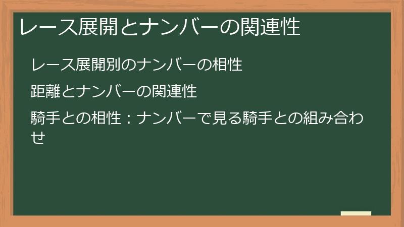 レース展開とナンバーの関連性