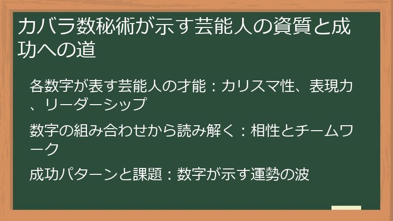 カバラ数秘術が示す芸能人の資質と成功への道