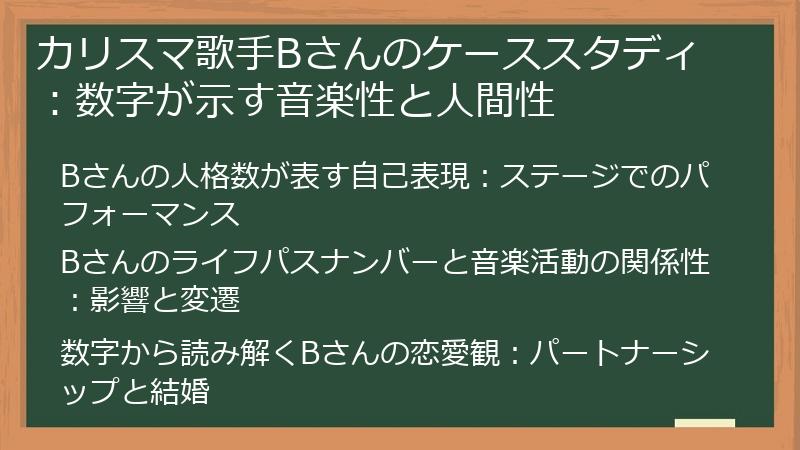カリスマ歌手Bさんのケーススタディ：数字が示す音楽性と人間性