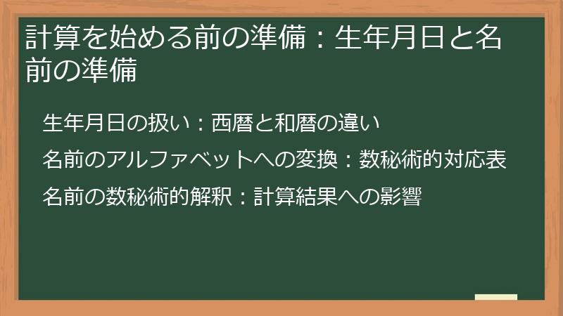 計算を始める前の準備：生年月日と名前の準備