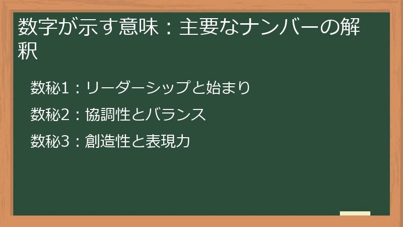 数字が示す意味：主要なナンバーの解釈