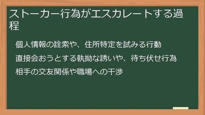ストーカー行為がエスカレートする過程