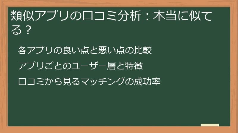 類似アプリの口コミ分析：本当に似てる？