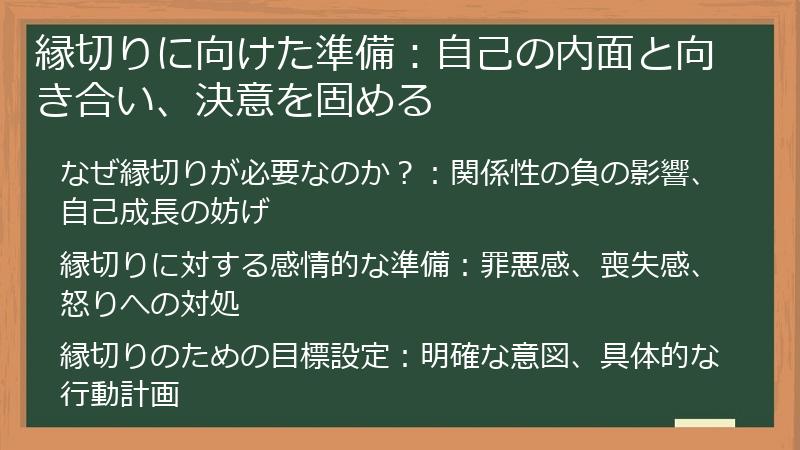 縁切りに向けた準備：自己の内面と向き合い、決意を固める