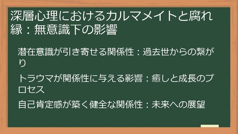 深層心理におけるカルマメイトと腐れ縁：無意識下の影響