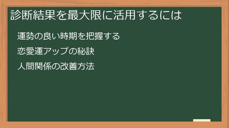 診断結果を最大限に活用するには