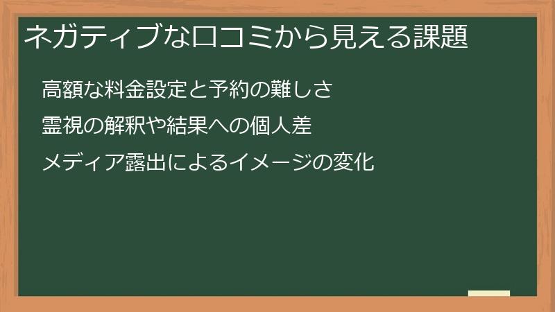 ネガティブな口コミから見える課題