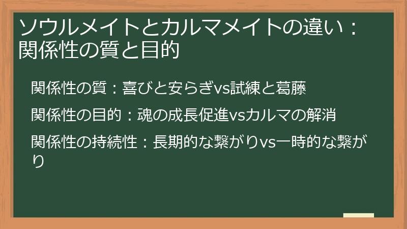 ソウルメイトとカルマメイトの違い：関係性の質と目的