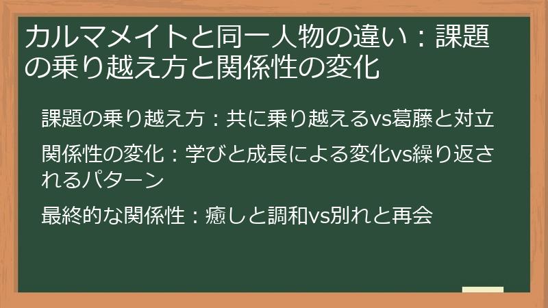 カルマメイトと同一人物の違い：課題の乗り越え方と関係性の変化