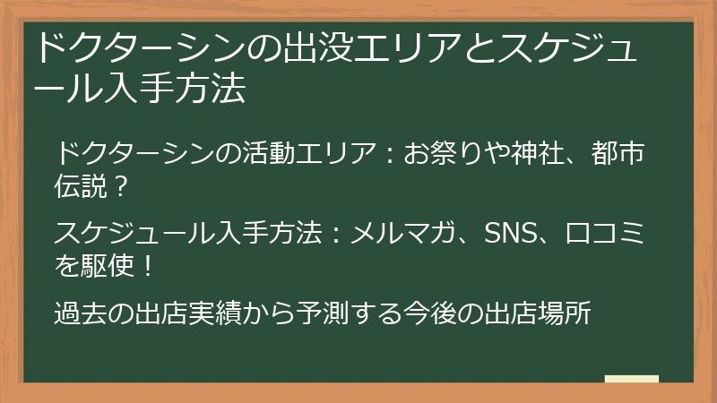 ドクターシンの出没エリアとスケジュール入手方法