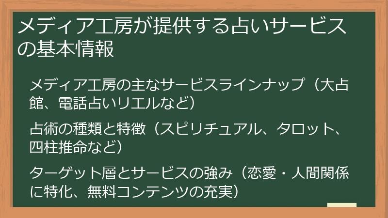 メディア工房が提供する占いサービスの基本情報
