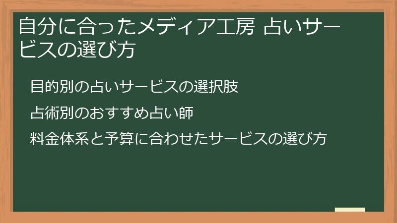 自分に合ったメディア工房 占いサービスの選び方
