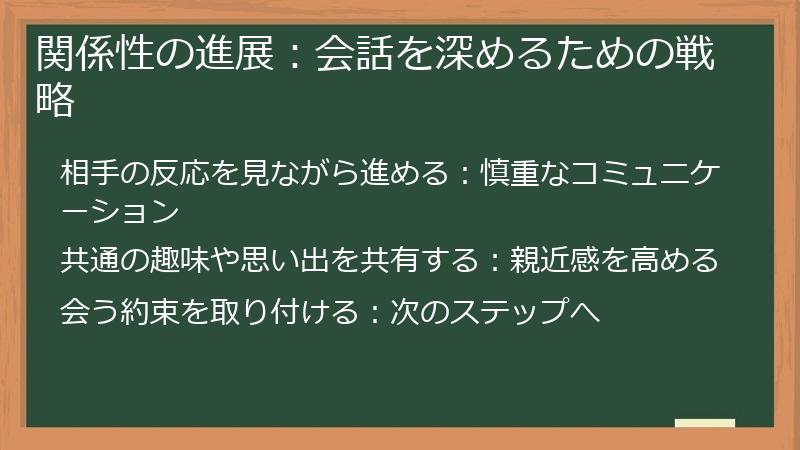 関係性の進展：会話を深めるための戦略
