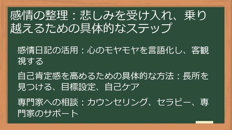 感情の整理：悲しみを受け入れ、乗り越えるための具体的なステップ