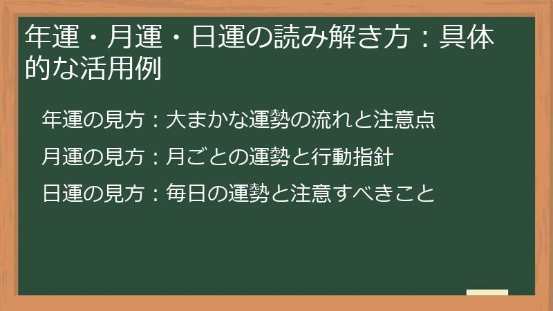 年運・月運・日運の読み解き方：具体的な活用例