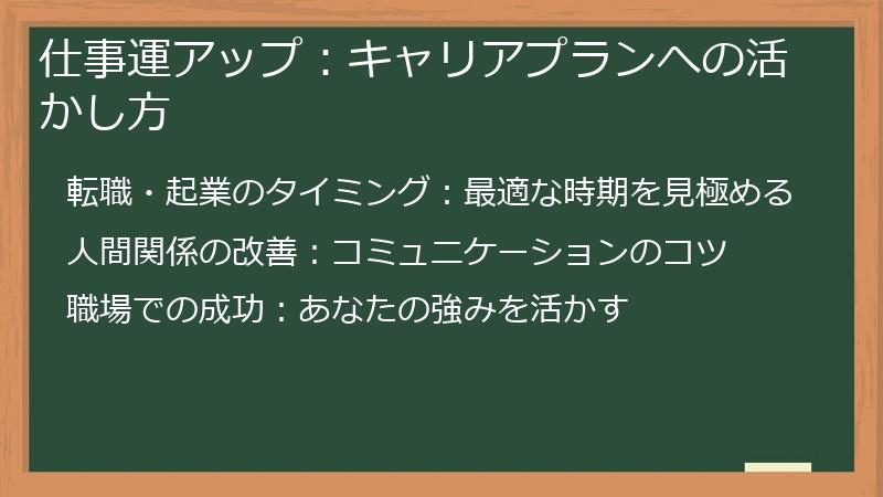 仕事運アップ:キャリアプランへの活かし方