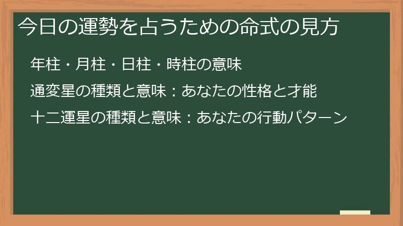今日の運勢を占うための命式の見方