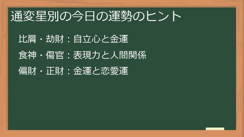 通変星別の今日の運勢のヒント