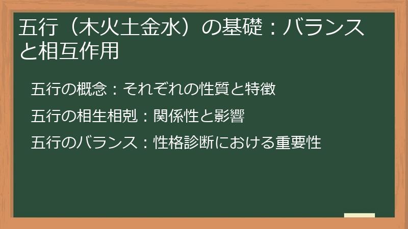 五行（木火土金水）の基礎：バランスと相互作用
