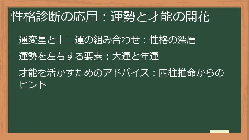 性格診断の応用：運勢と才能の開花