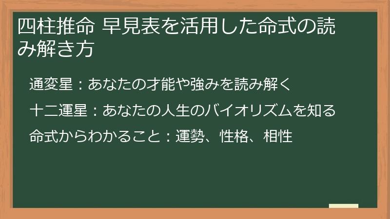 四柱推命 早見表を活用した命式の読み解き方