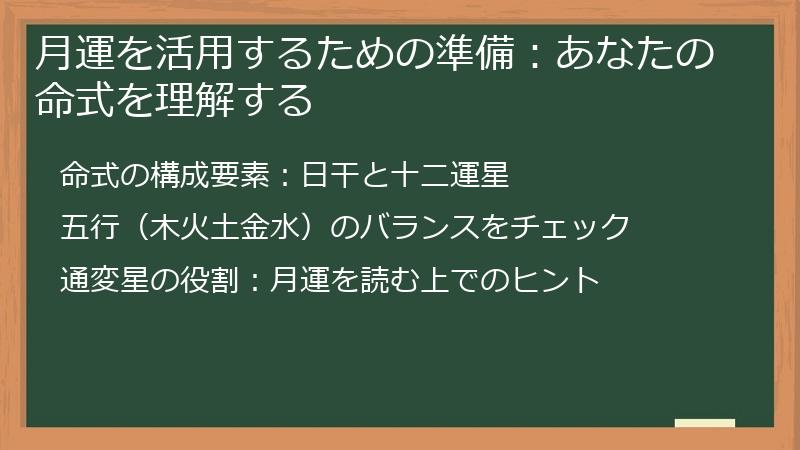 月運を活用するための準備：あなたの命式を理解する