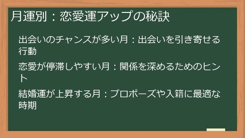 月運別：恋愛運アップの秘訣