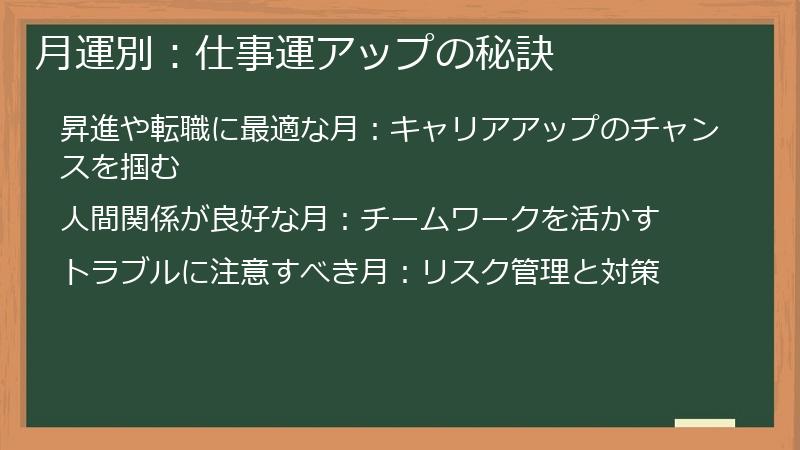 月運別：仕事運アップの秘訣