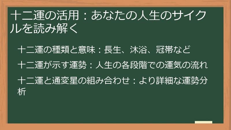 十二運の活用：あなたの人生のサイクルを読み解く