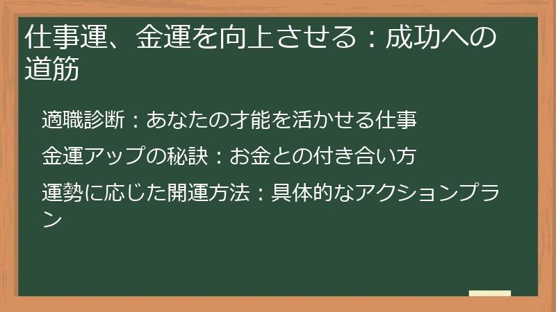 仕事運、金運を向上させる：成功への道筋