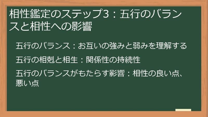 相性鑑定のステップ3：五行のバランスと相性への影響