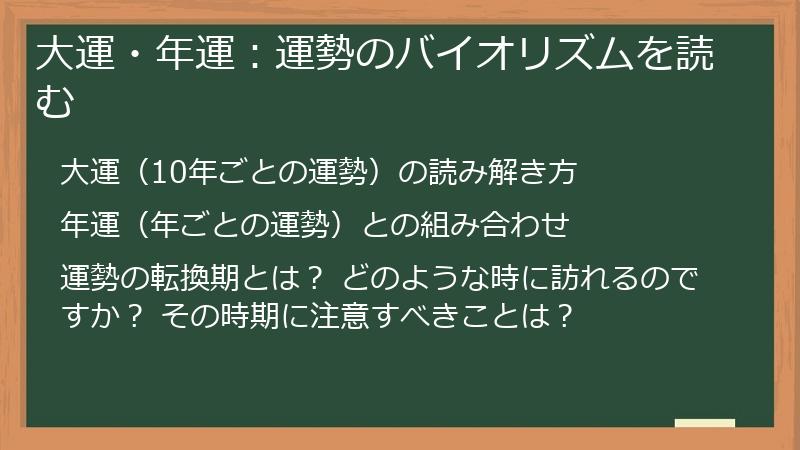 大運・年運：運勢のバイオリズムを読む