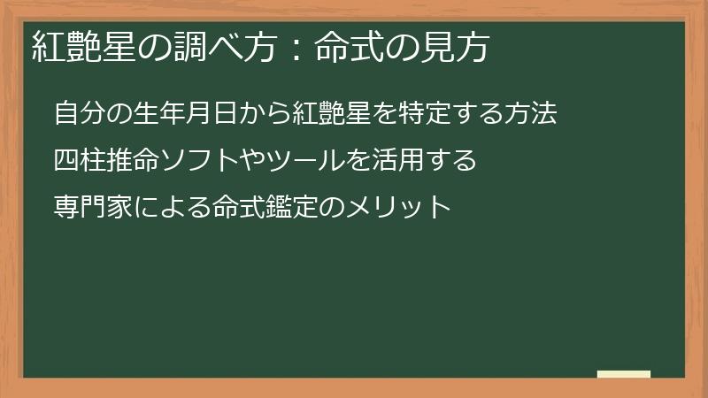 紅艶星の調べ方：命式の見方