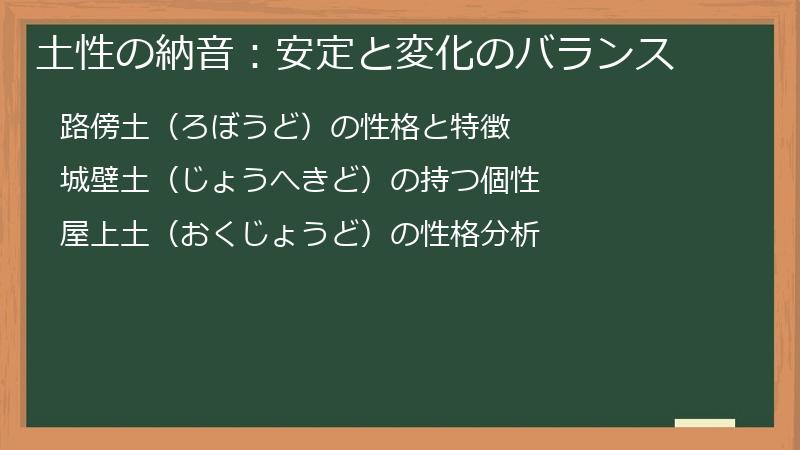 土性の納音：安定と変化のバランス