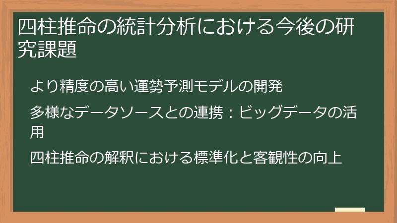 四柱推命の統計分析における今後の研究課題