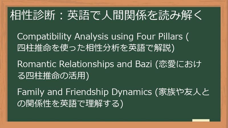 相性診断：英語で人間関係を読み解く