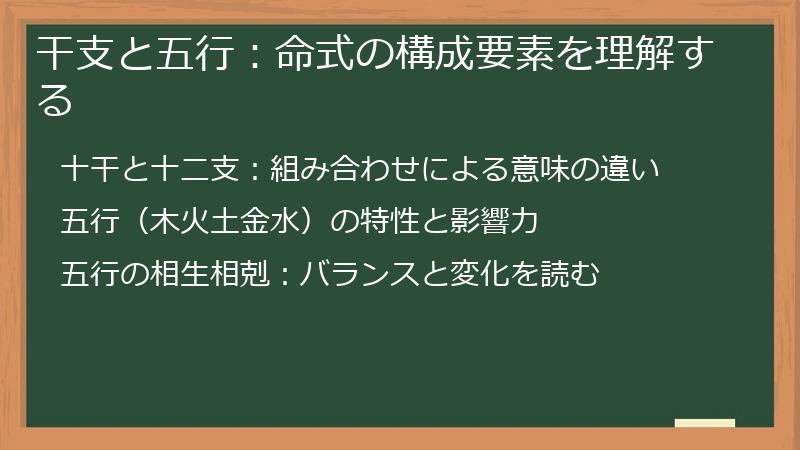 干支と五行：命式の構成要素を理解する