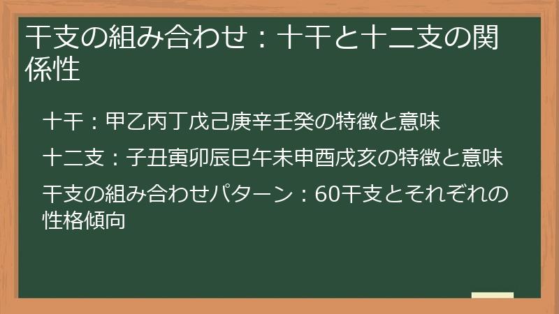 干支の組み合わせ：十干と十二支の関係性