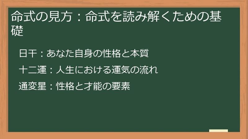 命式の見方:命式を読み解くための基礎