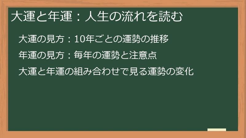 大運と年運：人生の流れを読む