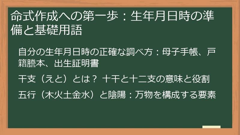 命式作成への第一歩：生年月日時の準備と基礎用語
