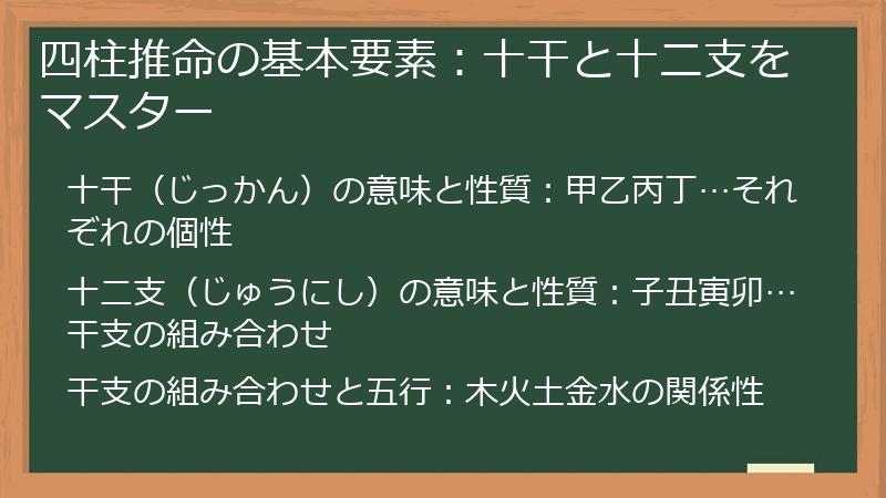 四柱推命の基本要素：十干と十二支をマスター